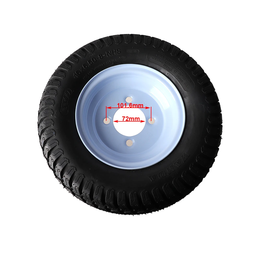 16x6.50-8 tires with hubs for garden carts, lawn mowers, tractors, wheelbarrows, snow blowers, vans, carts, etc.
