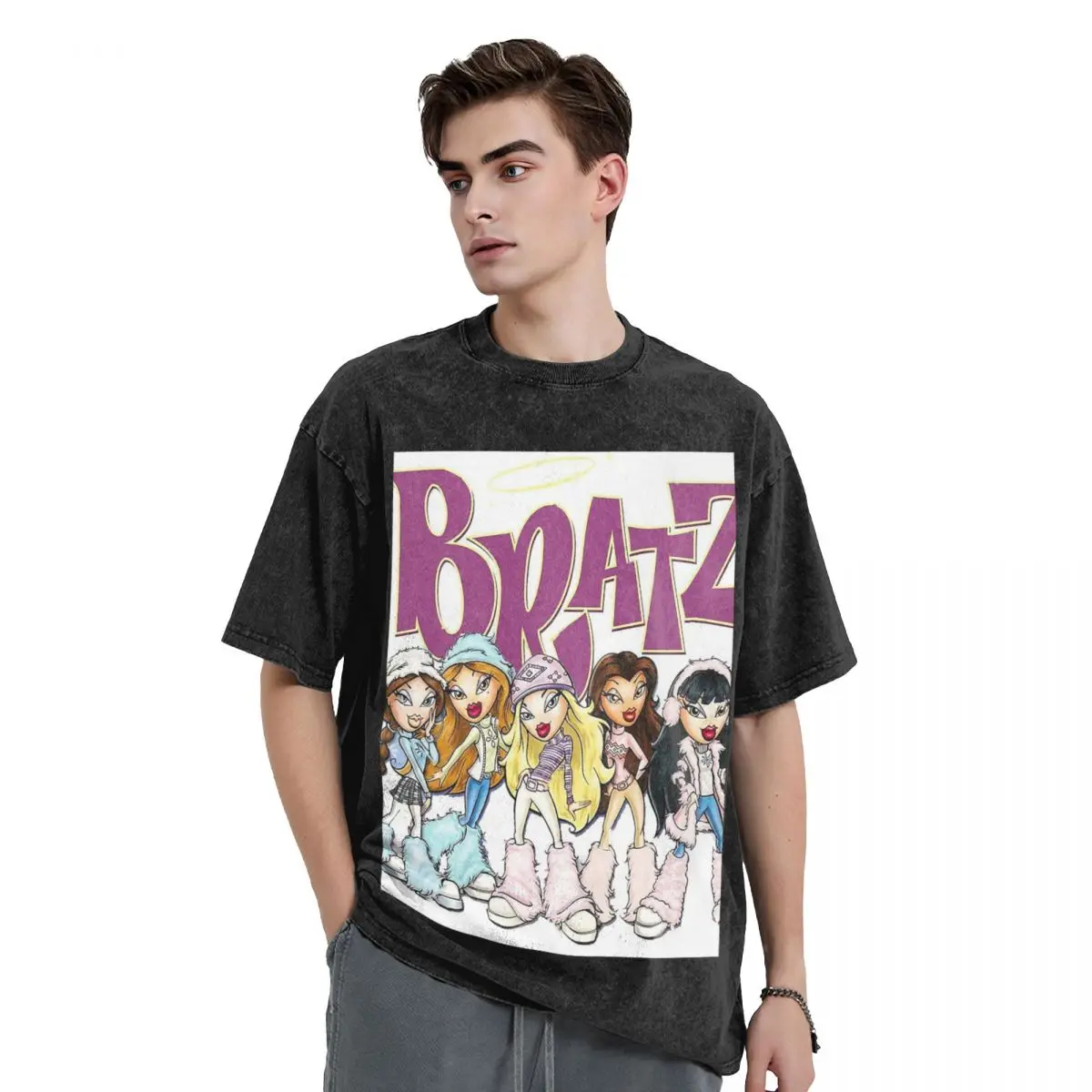 

Bratz Rock Angelz Doll, потертые футболки, повседневная футболка в стиле хип-хоп с короткими рукавами, уличная одежда, топы, футболки для мужчин и женщин