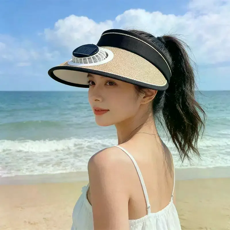 Breathable Cooling Fan Hat Sunscreen Fan Sun Visor Hat Fishing Hat Cooling Peaked Cap Hat Miniature Fan Charging Hat Fan