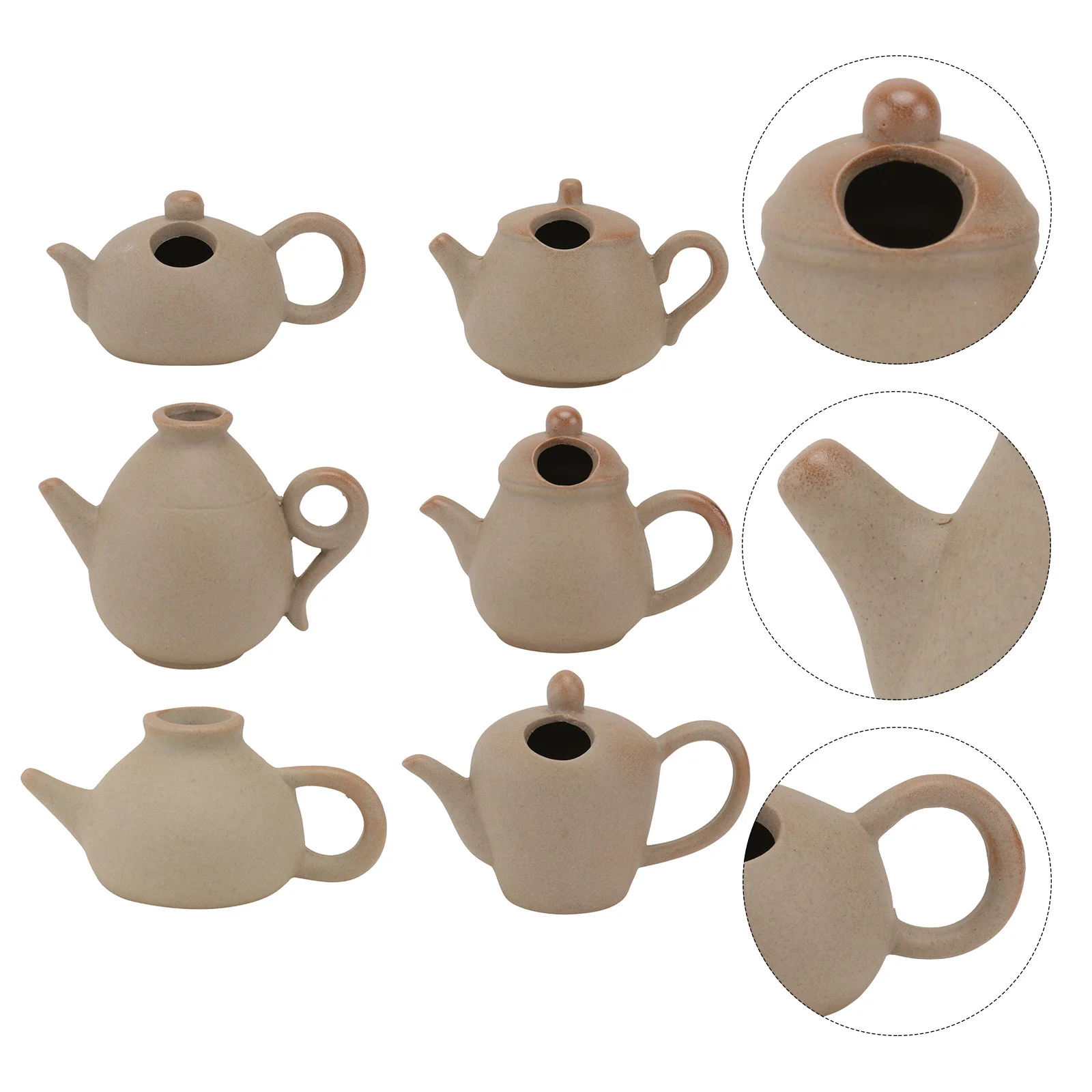 

6Pcs Crude Pottery Mini Vases Khaki Fingertip Decorative Pot Vase Flower Arrangement Container Hydroponic Vase Household