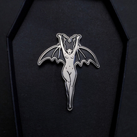 Vampire Bat Woman Witch Enamel Pin Halloween Devil Gothic Girl Badge Dark Art Brooch for Jewelry Accessory