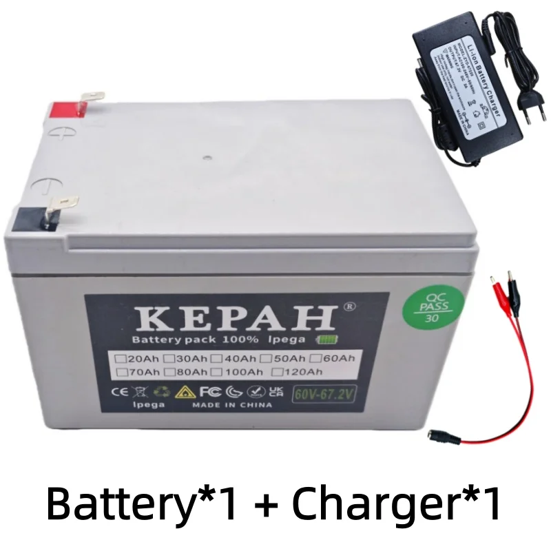 60 V 120Ah 18650 lithium ion batterij 67.2 v 120000 mAh diverse apparatuur batterij Driewieler Backup Zonne-energie opslag, met BMS