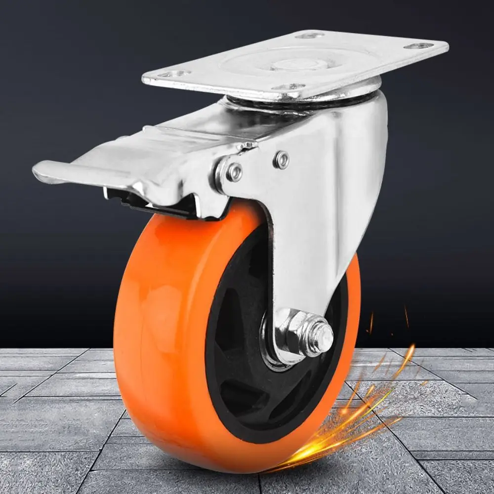 3" / 4" / 5'' Rad-Lenkrollen Blackheart Orange Face zweiachsige Ersatzrollen PVC-Bremsen Möbelrollen Tischregal