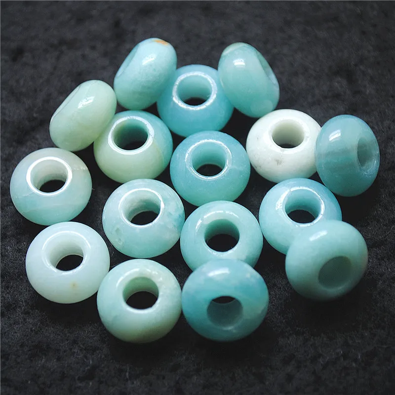 9PCS Women Bracelets Beads Natural Amazonite Stone 8X15MM Big Hole DIY Jewelry Accessories Charms Designs