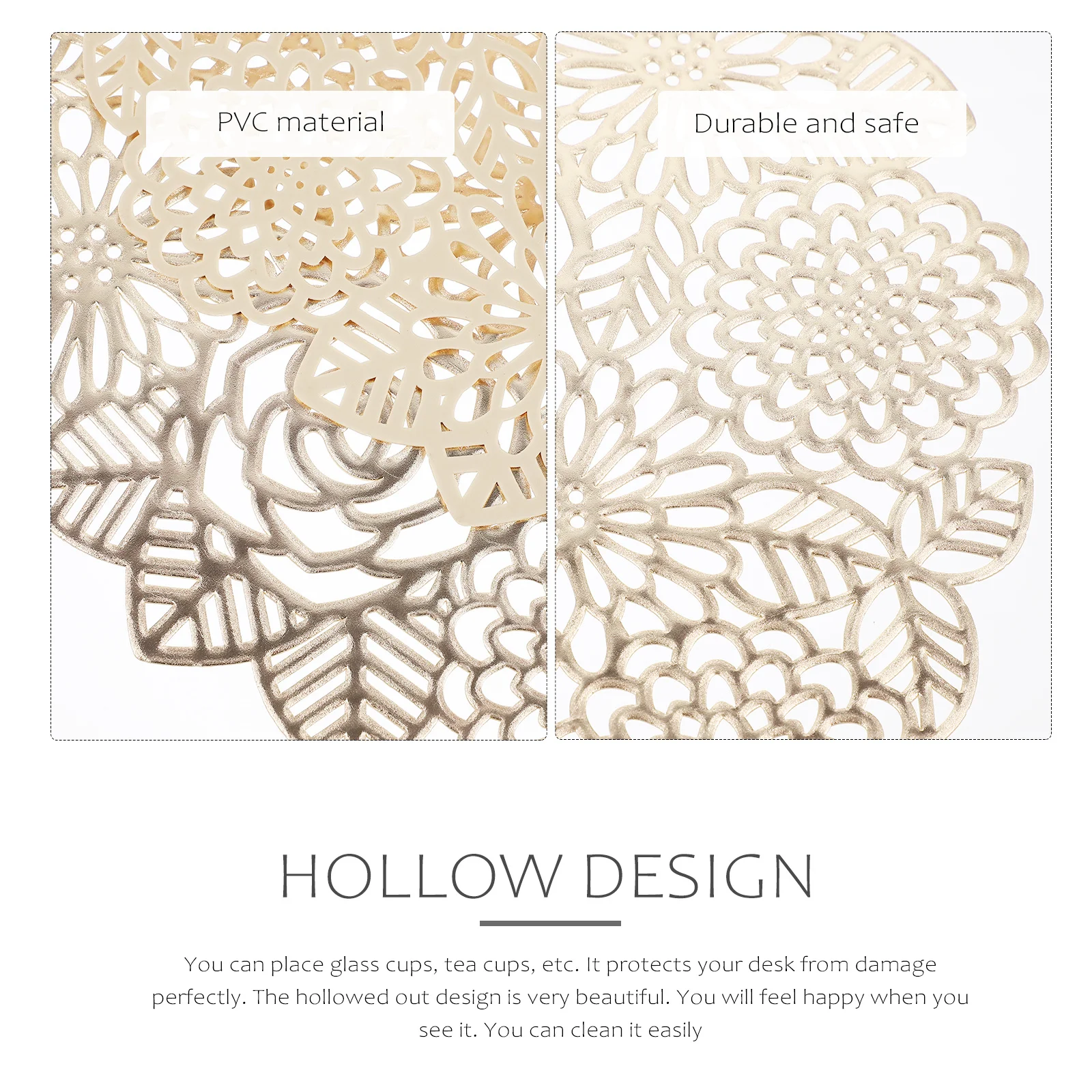 2 قطعة المفارش عشاء الوردي البلاستيكية جوفاء التدريجي النمط الأوروبي مقاومة للحرارة المضادة للانزلاق الجدول الحصير للمنزل فندق مقهى مطعم #2