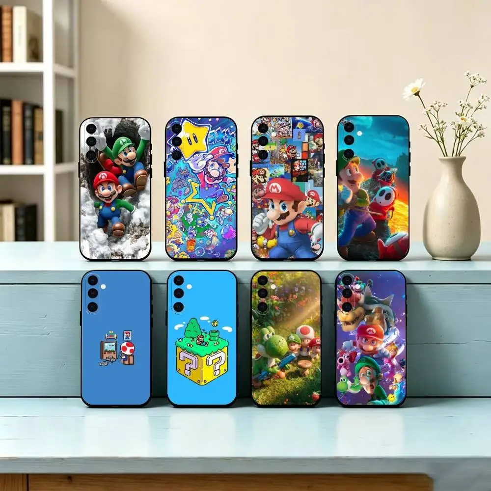 cartoon Super M-MarioS Bros Phone Case For Samsung Galaxy A73,A72,A71,A70,A53,A52,A51,Soft Silicone Black Cover