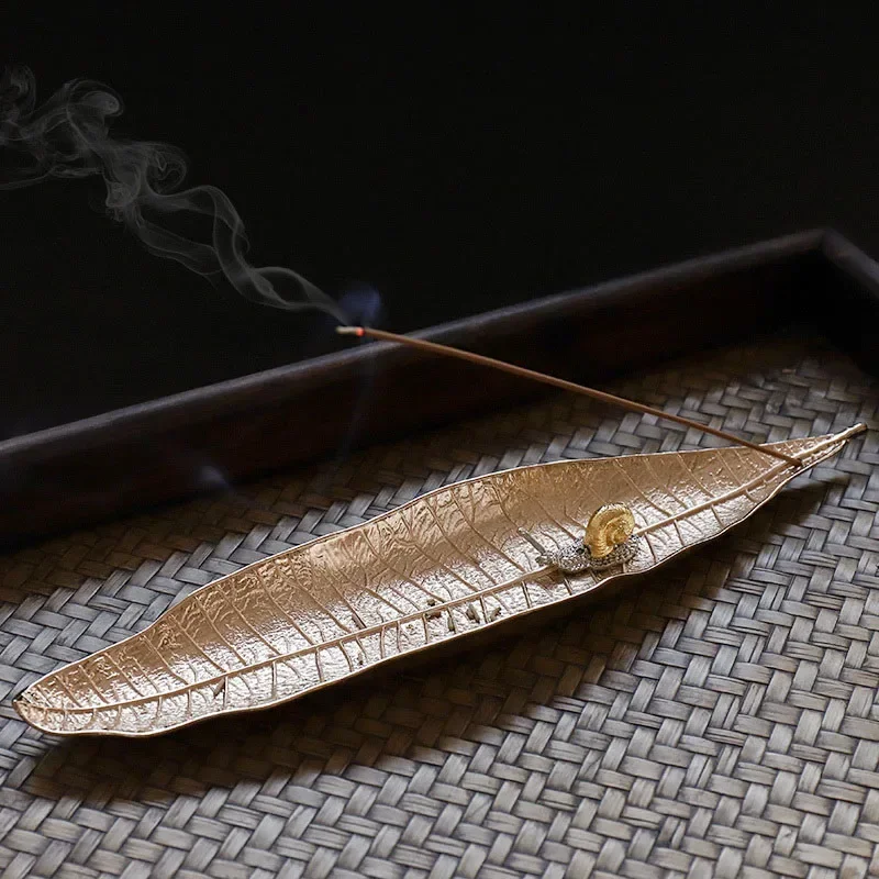 Incense Stick Holder Ash Catcher Snail Leaf Shape Decorative Incense Burner Tray for Meditation, Yoga, Spa Relaxation