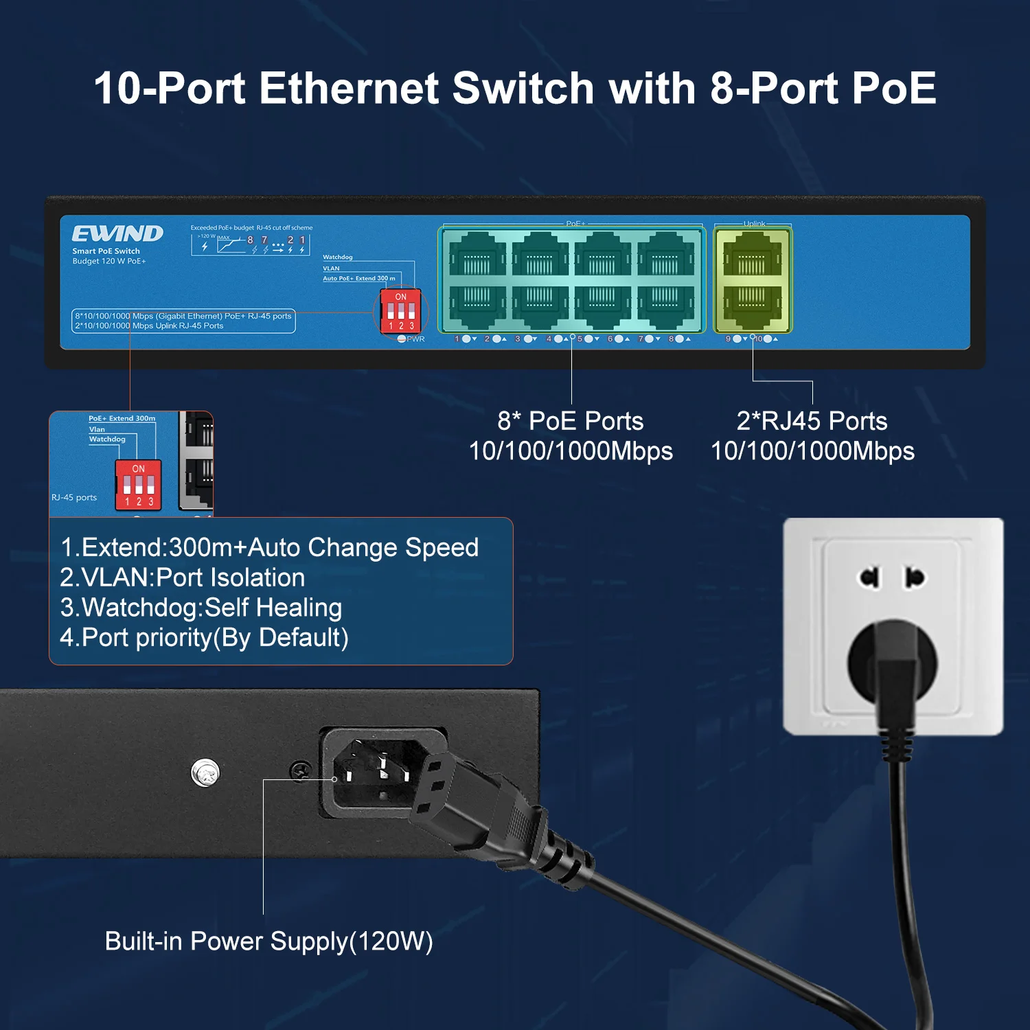 Imagem -04 - Switch Ethernet de Rede Poe Gigabit Completo Sfp Rj45 Câmera ip 10 11 18 20 27 Portas 1000mbps