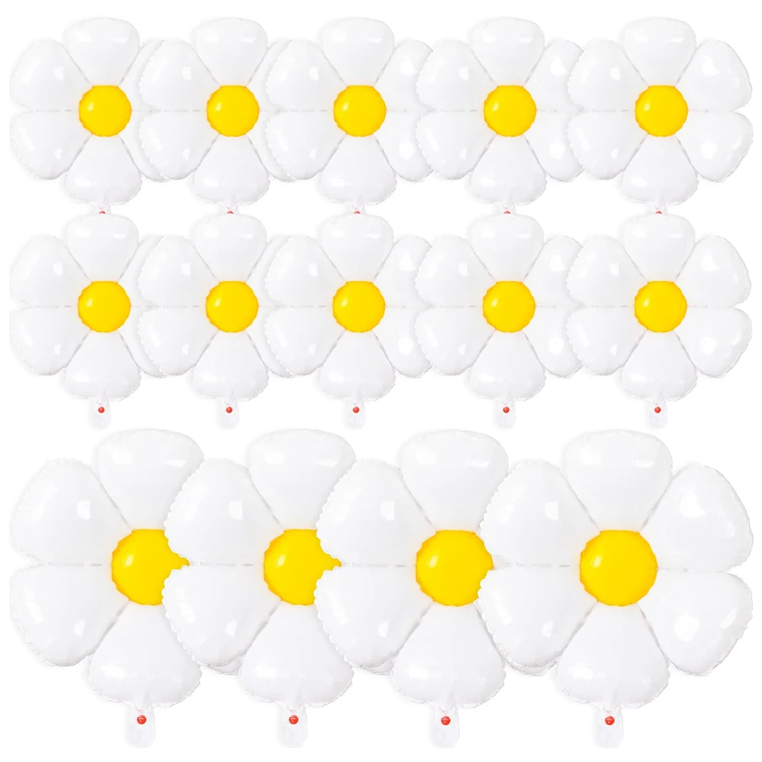 14 piece set of small and medium daisies themed party decorations, aluminum film balloon set