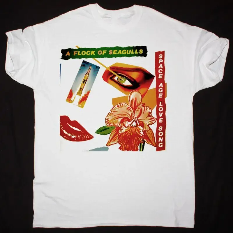 Vtg A Flock Of Seagulls Band Tour Cotton White Full Size T Shirt Ag098