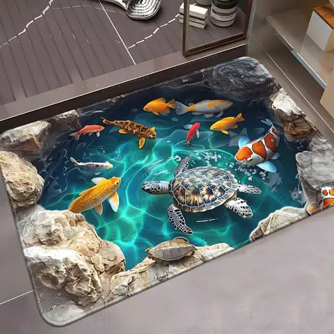 多目的スクエア型バスルームマット 珪藻土フロアラグ ゴムベース 滑り止め 吸水マット 家庭用