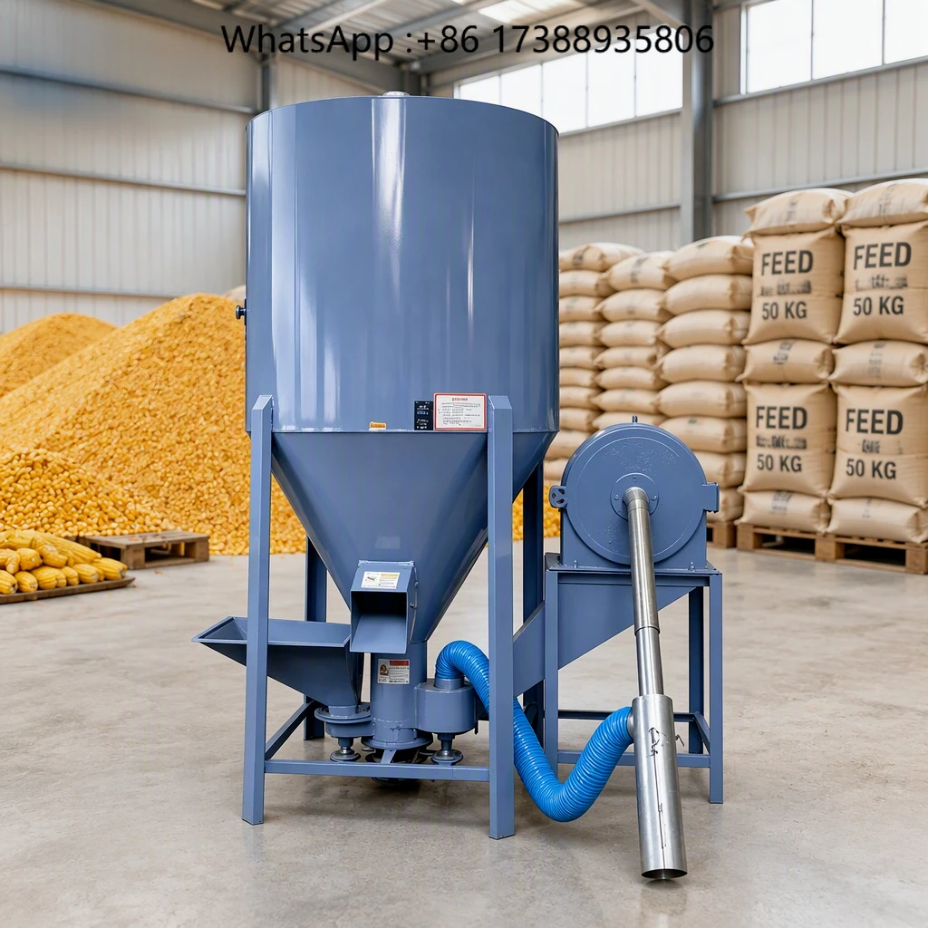 Vertical Feed Mixer Combined Animal Feed Poultry Mixer Grinder Feed Machine for Farm Use