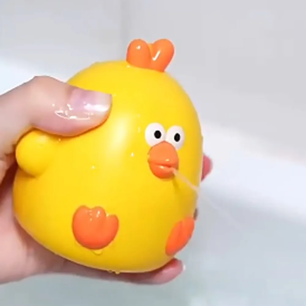 Ducha, pollo amarillo, chorro de agua, agua pulverizada, Anime, juguetes de baño para bebé, dibujos animados, divertidos juguetes acuáticos para nadar, regalos