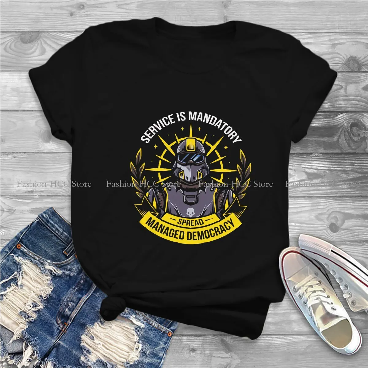 HELLDIVERS Polyester TShirts Spreading Democracy Distinctive Homme T Shirt Hipster Clothing