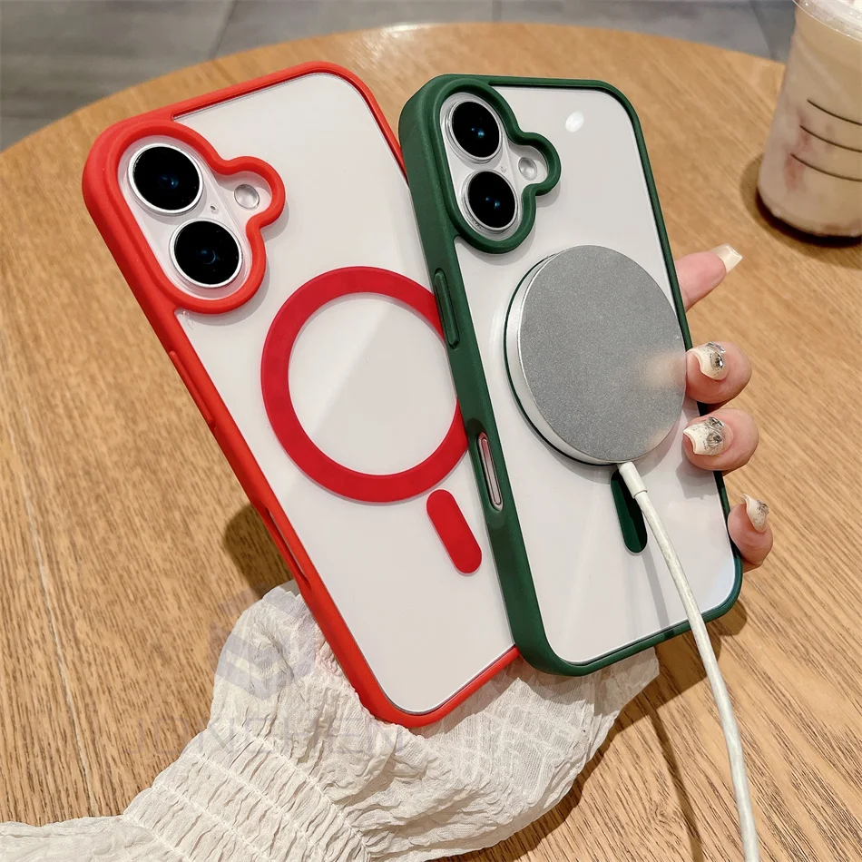 حافظة شفافة فاخرة لهاتف Magsafe لهاتف آيفون 16 15 14 Plus 13 Pro Max 12 غطاء ممتص للصدمات مغناطيسي صغير مقاوم للصدمات