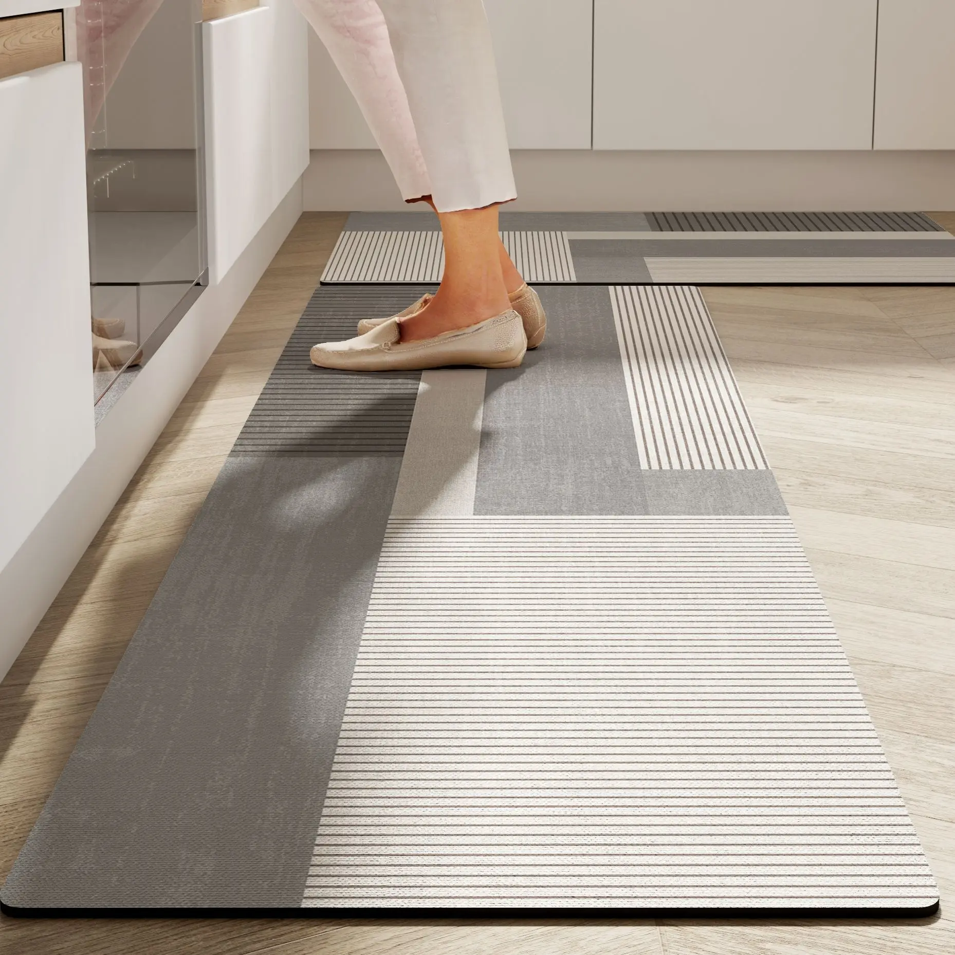 Nordic kitchen floor mats, household wear-resistant and absorbent diatomaceous mud floor mats, washable and non slip mats