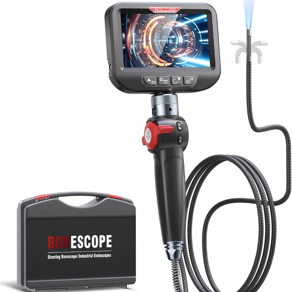 

Ralcam 360° Steering Industrial Endoscope Camera 8mm 1080P For Car Engine Pip Inspection Camera Video Borescope IP67 Waterproof