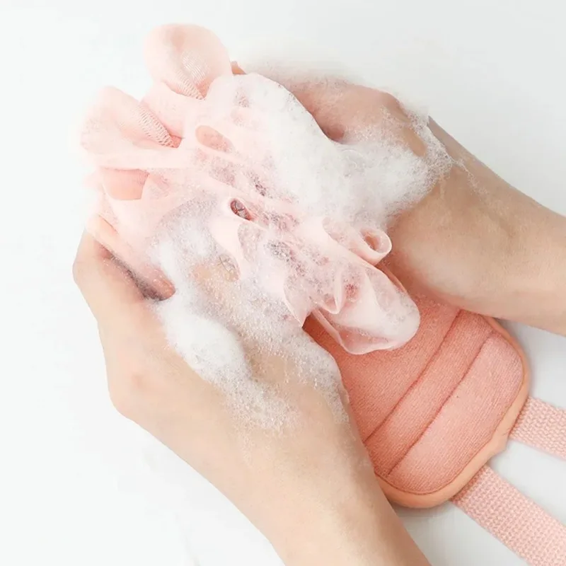 2PCS Body Scrubber Bath Glove Shower Exfoliating Loofah Sponge Brush Japanese Rubbing Washcloth Dead Skin Removal Bathing Tool