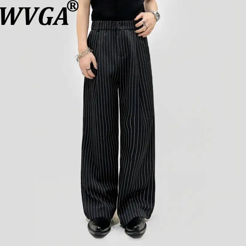

WVGA New Men's Spring Autumn High-End Striped Trendy Straight-leg Trousers Niche Chic Draped Loose Casual Suit Pants Ins W23648