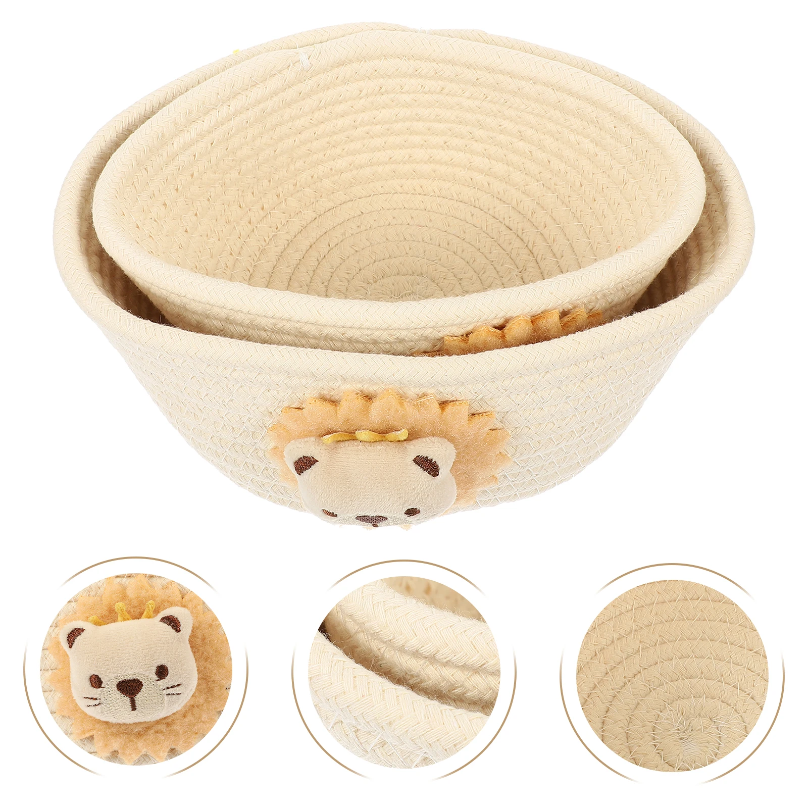 

2Pcs Desktop Cotton Rope Organizer Basket Woven Storage Boxes for Sundries Snacks Home Decor Rope Baskets for Storage