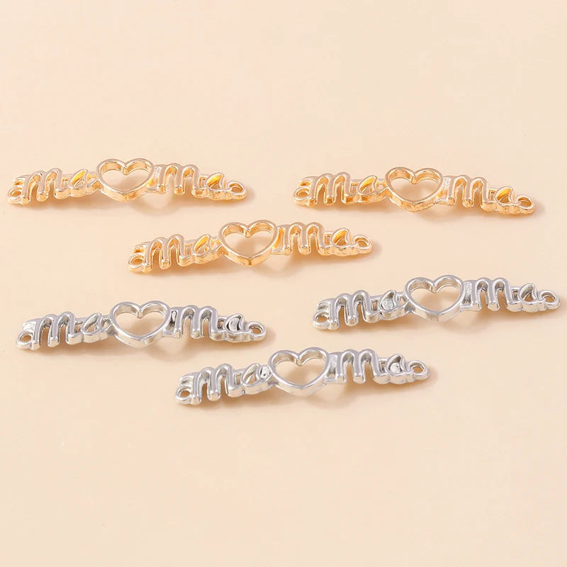 Leslie 20 Stück 40*9mm Metalllegierung Hohle Buchstaben-Anhänger Mama Charms Schmuck DIY Halskette Armband Ohrringe Herstellung – Detail 6