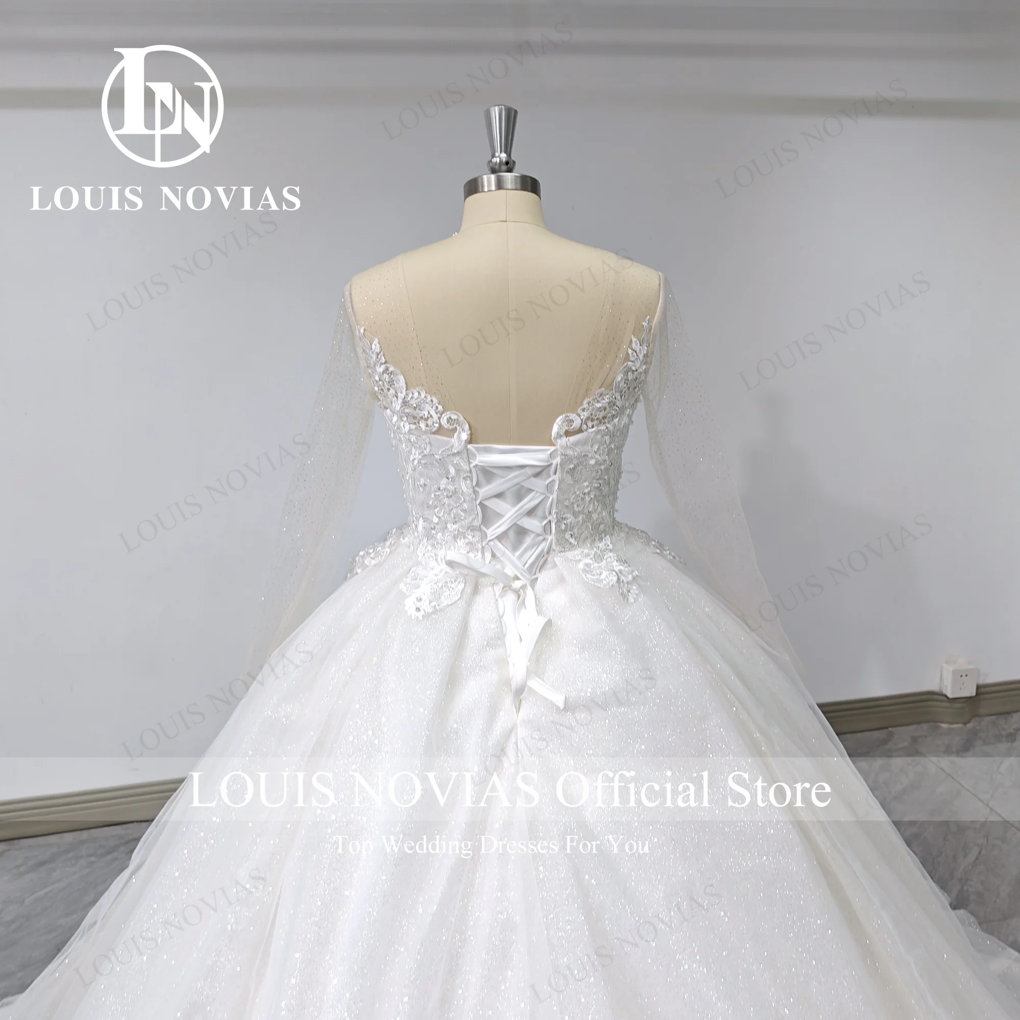 LOUIS NOVIAS Ball Gown Wedding Dress Sexy Bride Luxury Sweetheart Embroidery Beading  Long Sleeve Wedding Gown Vestidos De Novia