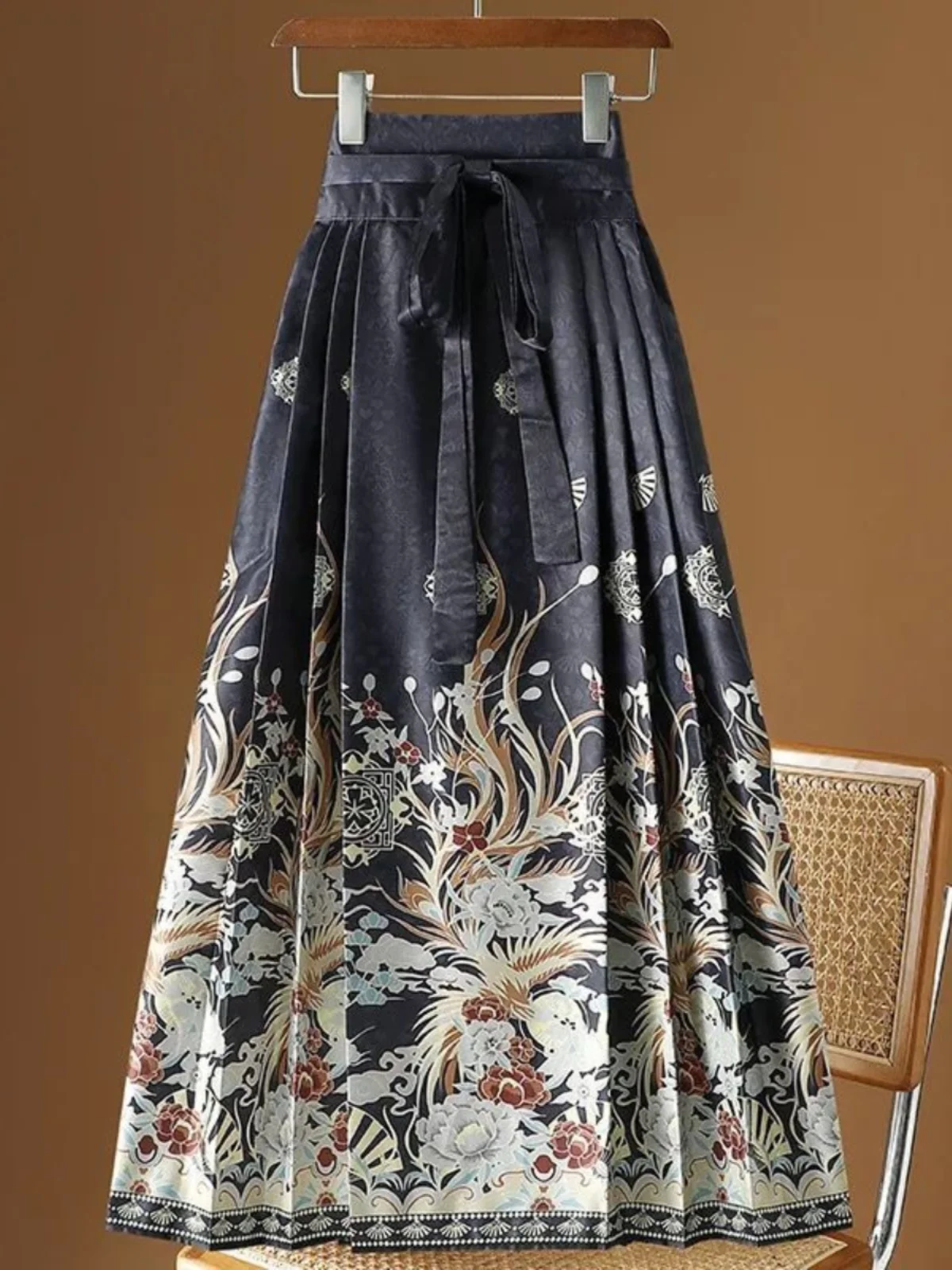 

Chinese Sle Pleated Hanfu Skirt Street Sle Four Seasons Wearable Pleated Hanfu f Skirt Stand Fit Long A-Line Skirt