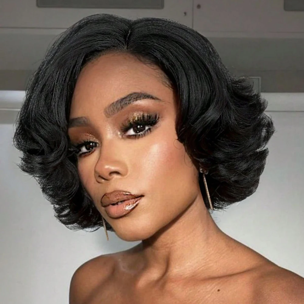 Peruka Body Wave z przezroczystą koronką 4x4, peruki z ludzkich włosów, krótki bob, peruki z ludzkich włosów, wstępnie wyregulowane, w kolorze pianino i naturalnym.