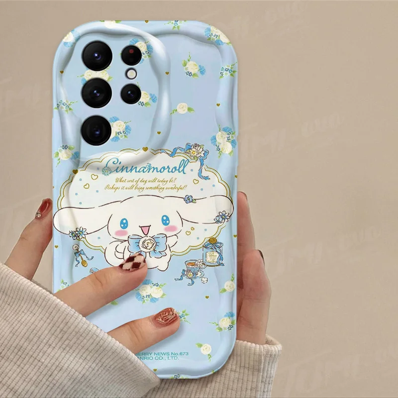 Hello Kitty Cinnamoroll 3D Wave Case For Samsung Galaxy A54 A34 A24 A14 A13 A53 A33 A73 A23 A52 A52S A32 A22 A12 A51 A71 Cover