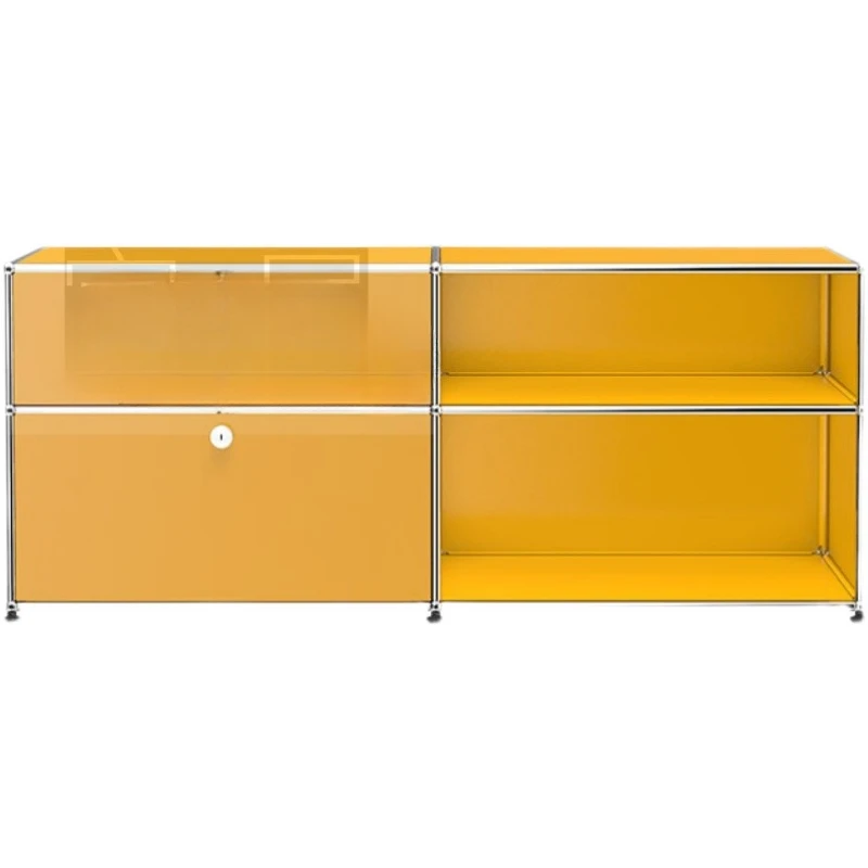 Combination decoration of dining cabinet modules, yellow stainless steel module storage