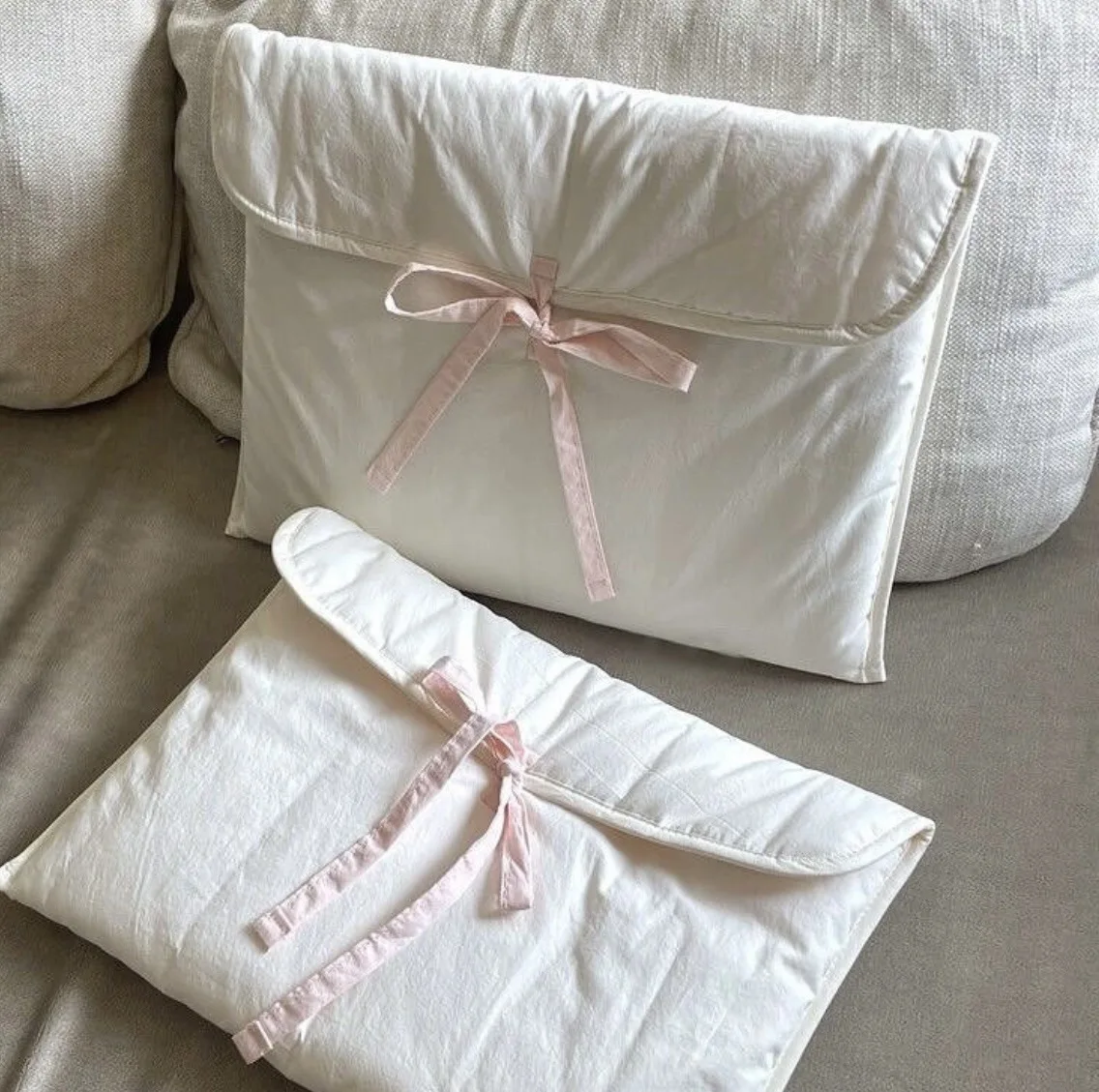 

Storage Bag INS Ballet Style Pink Bow Clip Cotton Notebook Tablet Bag Handbag Minimalist Style Handbag Tablet Storage Bag New