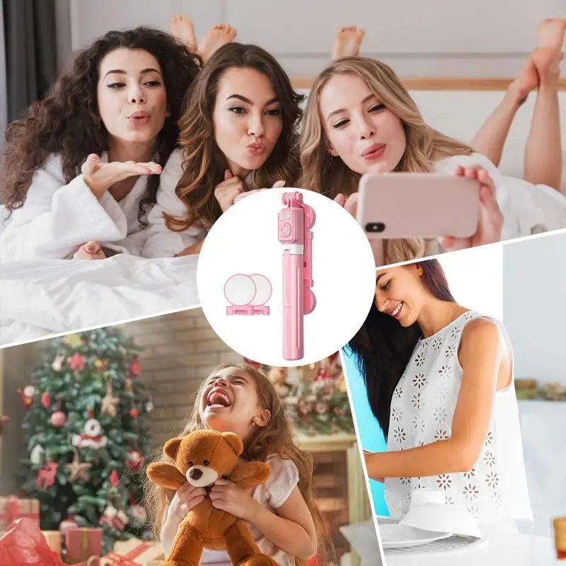 Perche à selfie avec lumière d'appoint, longue télécommande sans fil, trépied extensible pour smartphone, télécommande et lumière pour Live