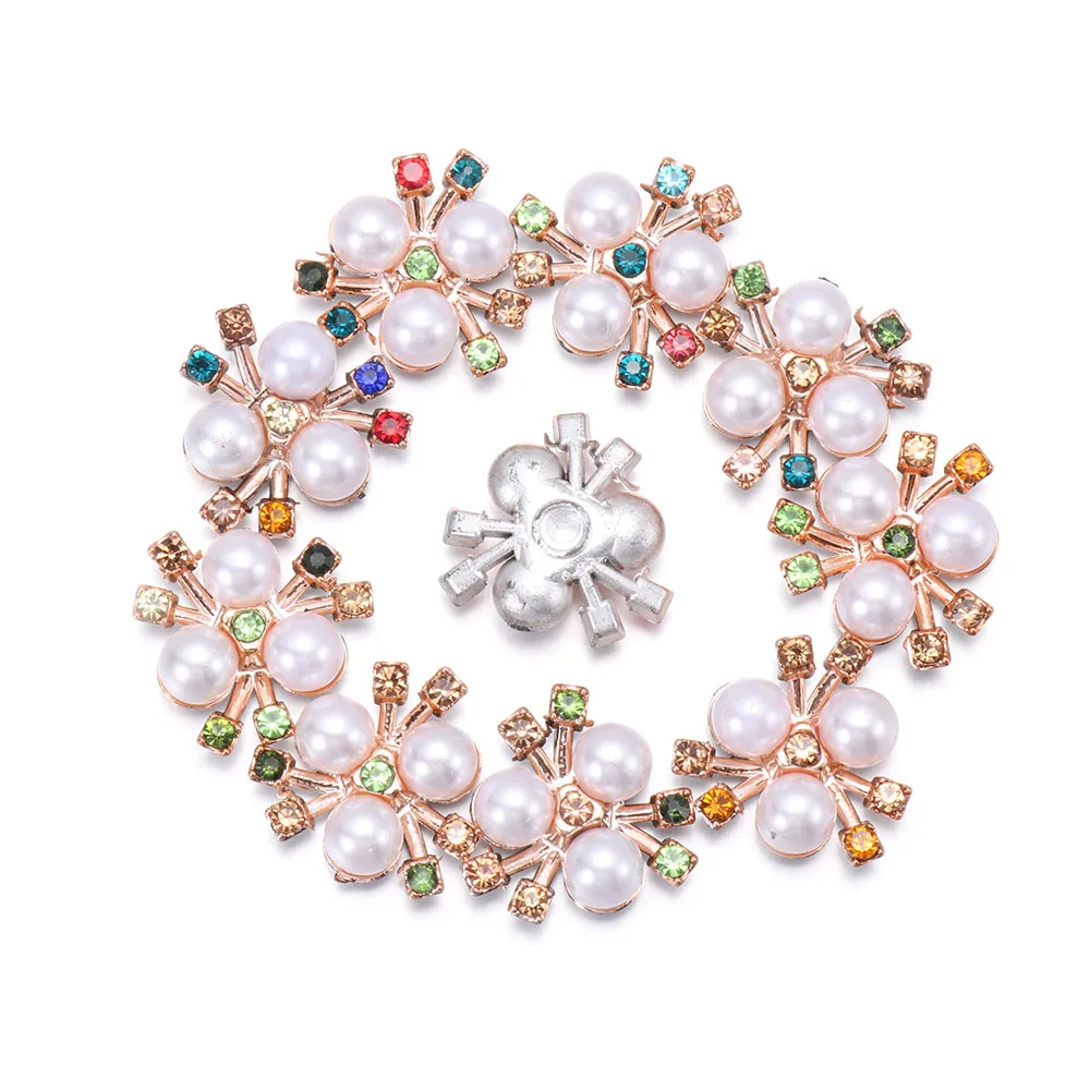 

10PCS Sparkling Crystal Hat Accessories Rhinestone Buttons Pearl Button Headwear Clip Pearl Hairpins