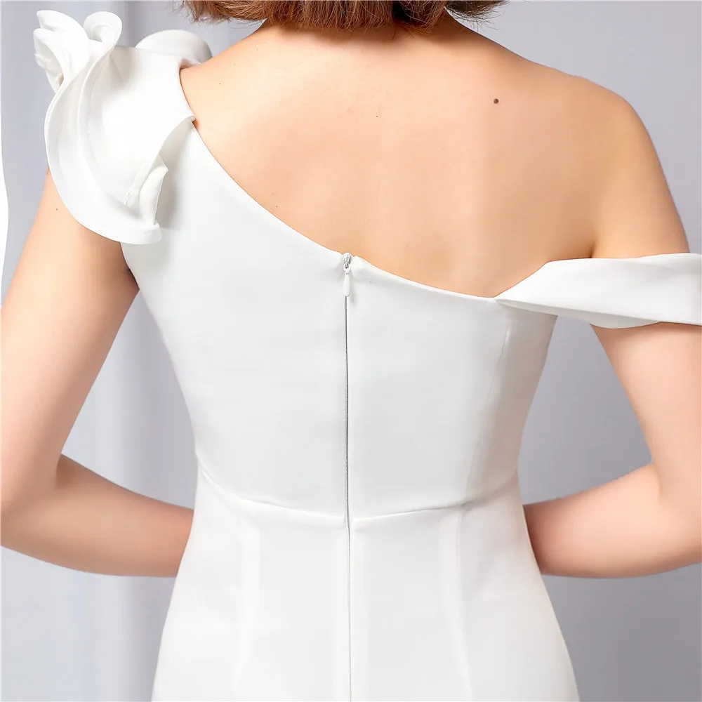 Suknia wieczorowa Kryształowy diamentowy łańcuszek Ozdoba Ręcznie robiona sztuka Kwiatowy proces plisowania Satynowa sukienka wizytowa