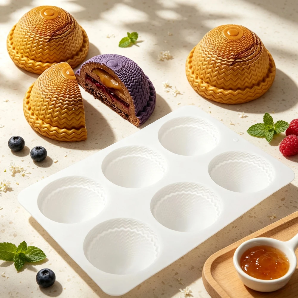 6-Cell Hemispherical Knitted Hat Design Silicone Chocolate Cake Mould Mousse Mold Jelly Pudding Silicone Bakeware Dessert Tools