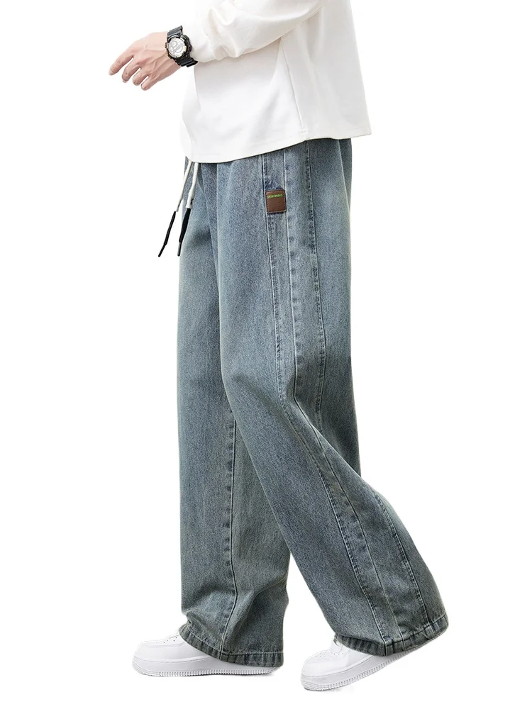 

Men's Winter Warm Jeans Fleece-Lined Thick Insulated Denim Pants Wide-Leg Straight Thermal Baggy Jeans Asian Size L-5XL