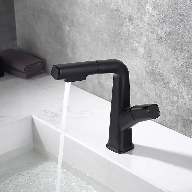 

Black stainless steel pumping type lifting water faucet hot -cold noodle faucet toilet toilet toilet pumping water faucet