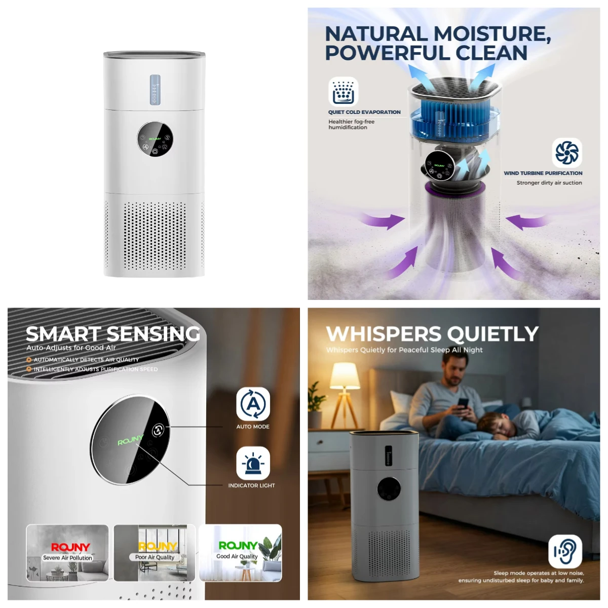

2 in 1 Portable Compact Desktop Air Purifier with Humidifier Personal Air Filter for Office Hotel