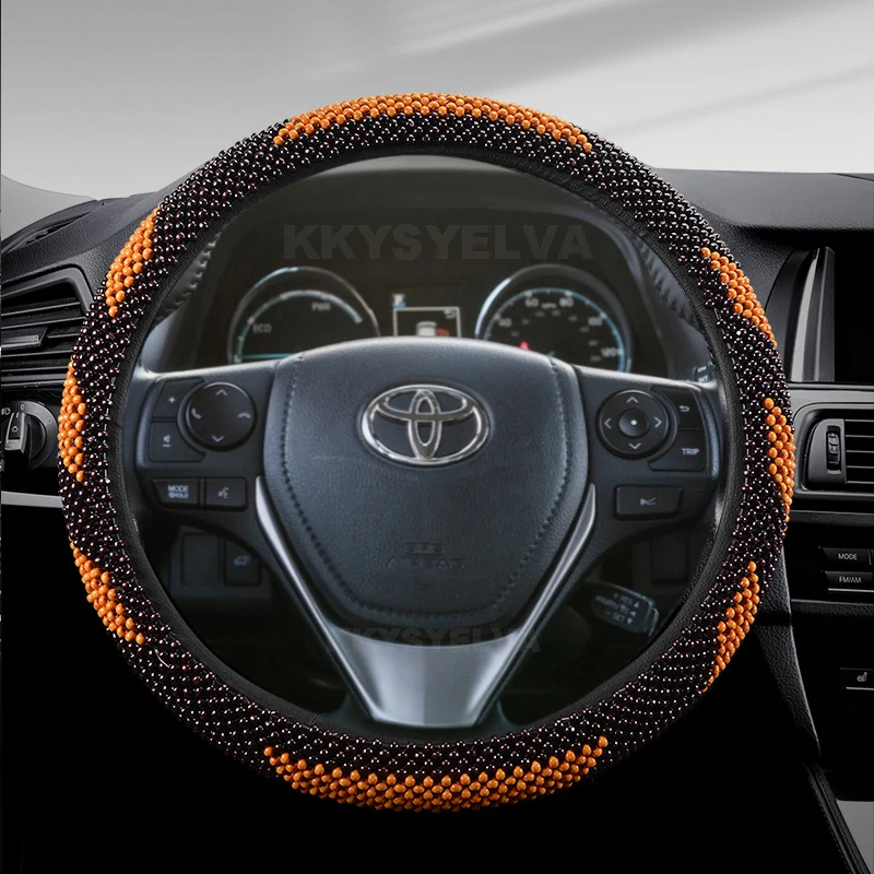 

Wooden Bead 38cm Car Steering Wheel Cover For Toyota E'Z RAV4 2013-2019 Corolla 2013-2017 Scion iM 2016 Auris 2013-2016