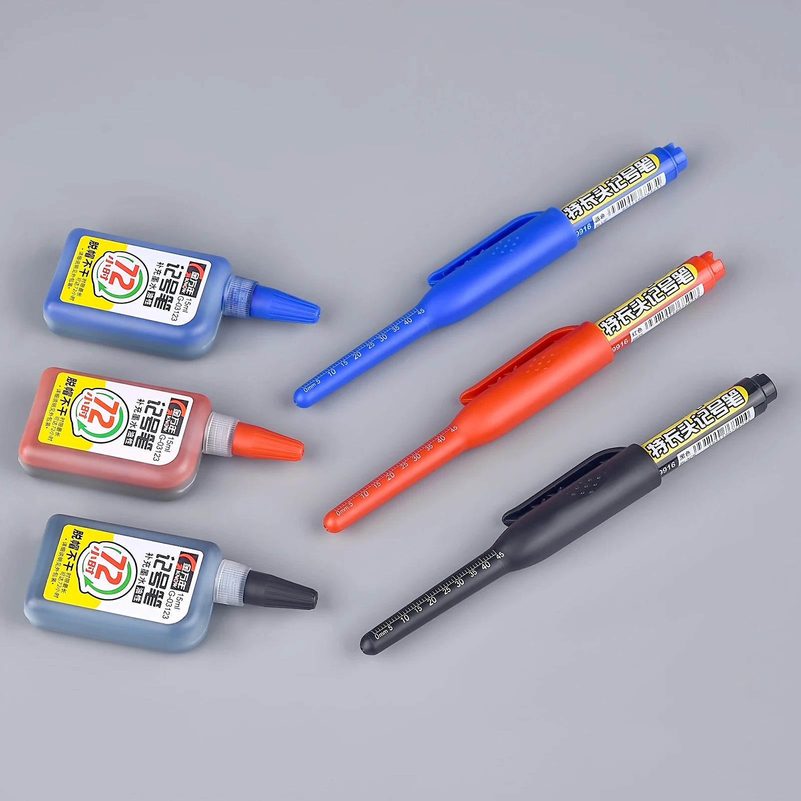 45 mm tiefe Loch-Marker mit langer Spitze, tiefes Bohrloch, lange Spitze, Multifunktions-Mechanik, Zimmerei, bunter Markierungsstift