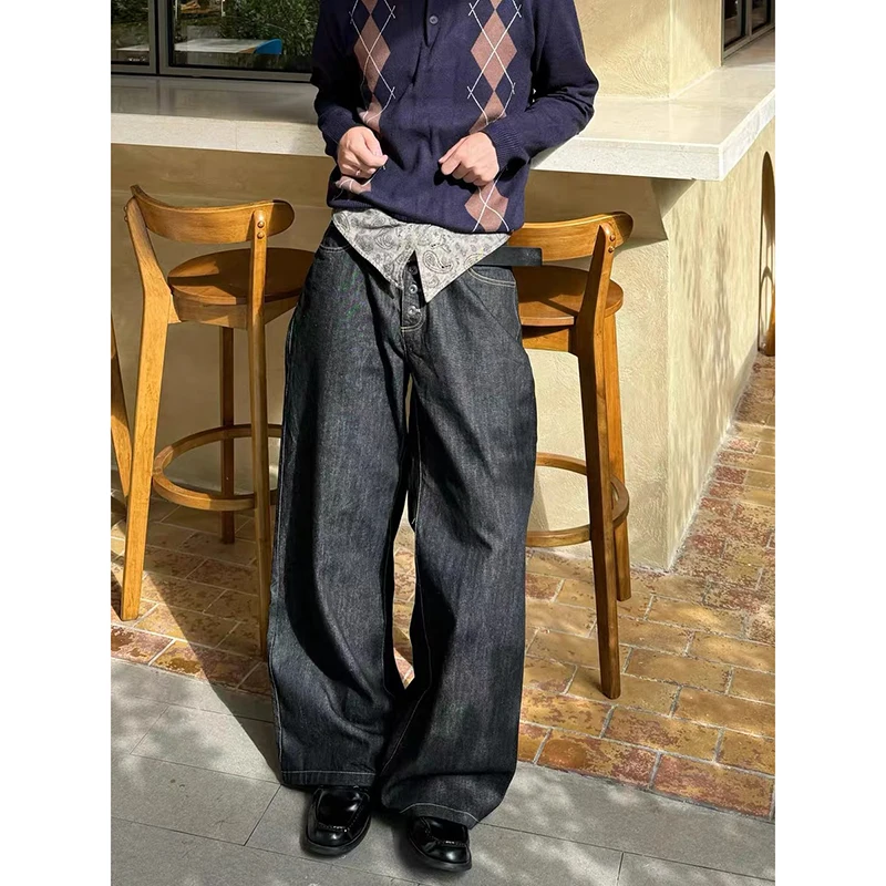 

ZHIZOU женские широкие джинсы-карго брюки Y2k повседневные мешковатые длинные брюки хип-хоп 2000-х годов корейская мода японский Харадзюку гранж