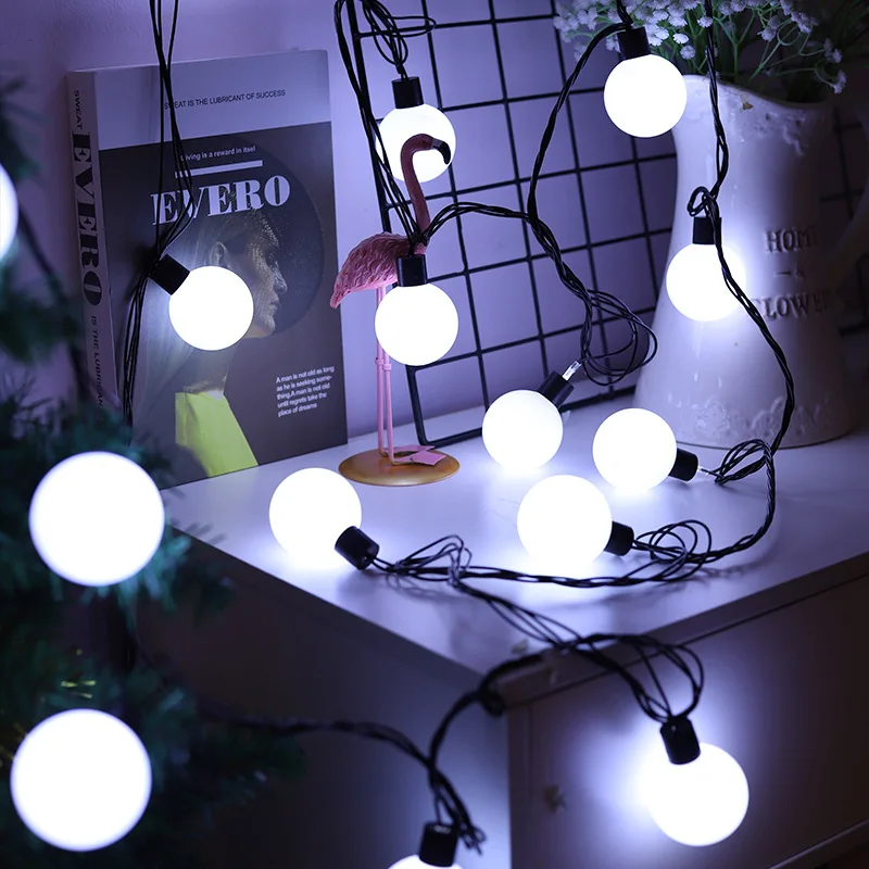 2023 ใหม่ 5M 20LED คริสต์มาส Garland Globe String Light กันน้ํากลางแจ้งตกแต่งสวน EU Plug Round Ball หลอดไฟ Fairy ไฟ