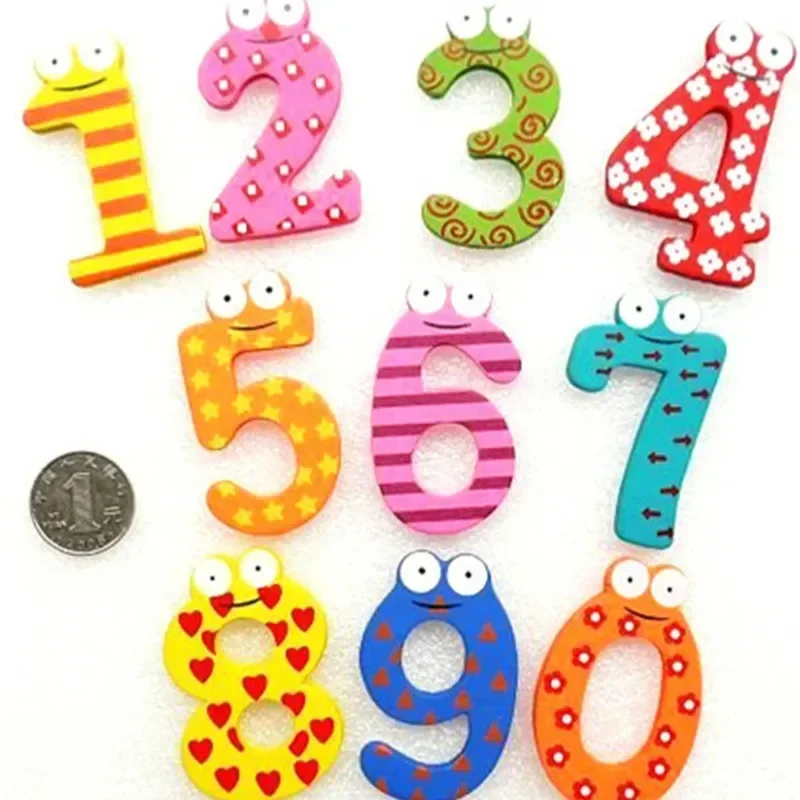 Cartoon Educational Toy Digital Refrigerator 10Pcs/LOT Numbers Stickers Creative Wooden Infant Children's Early Education Toys