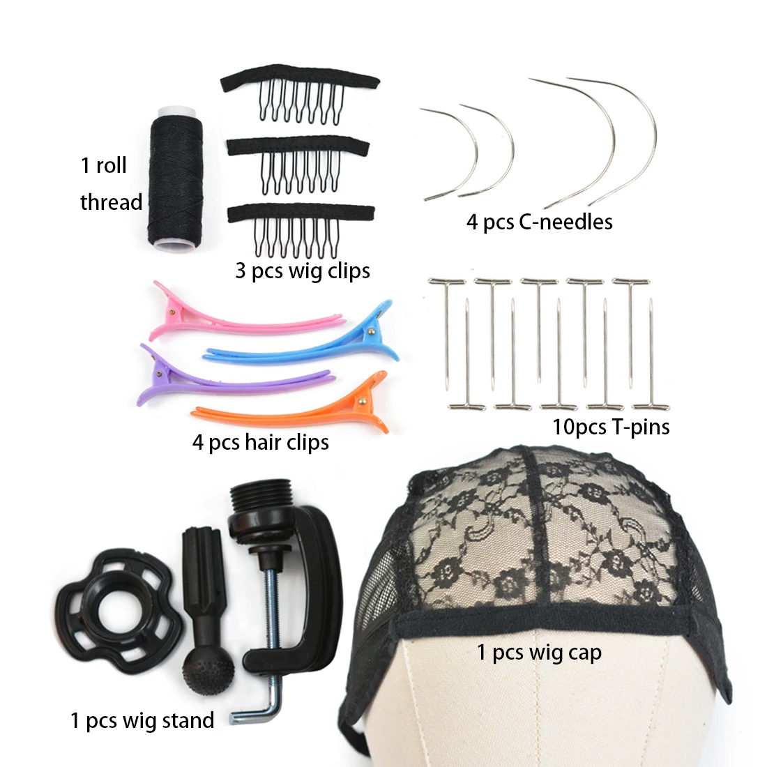 21-23 Inch Canvas Block Head Set Wig Stand Wig Cap Needle Hair Clip Thread Training Mannequin Head for Wig Making Display