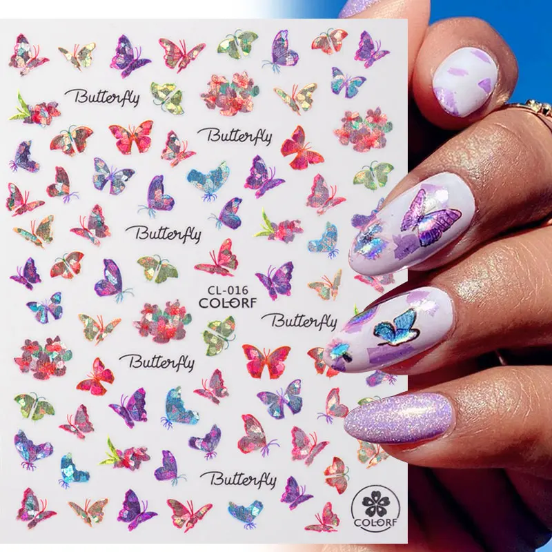 Black White Gold Butterfly 3D Nails Sticker Geometry Decals Flower DIY Decals Designs For Nail Art Manicures Decorations Salon