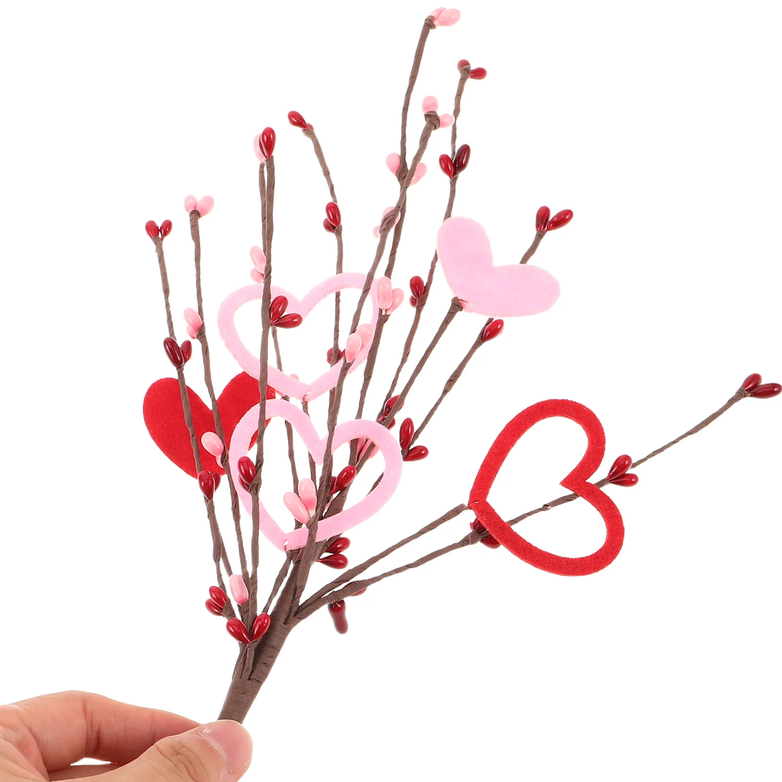 

10Pcs Valentines Day Artificial Heart Flower Bouquet Berry Stems Wedding Anniversary Vase Decor Romantic Picks