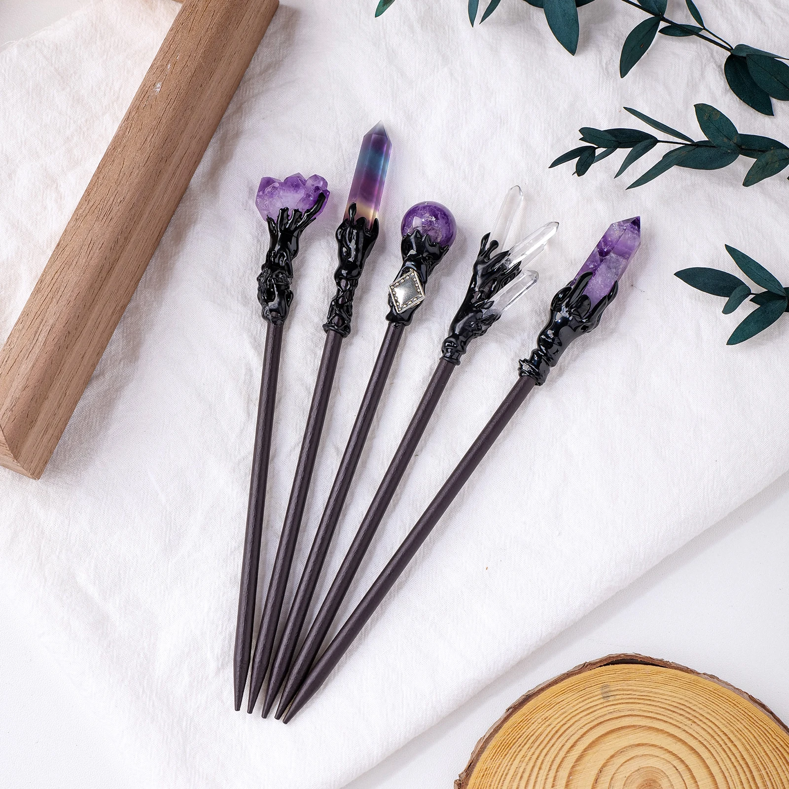 1pc Natural Crystal Column Hairpin Simple Hairpin Plate Step Accessories Holiday Gift