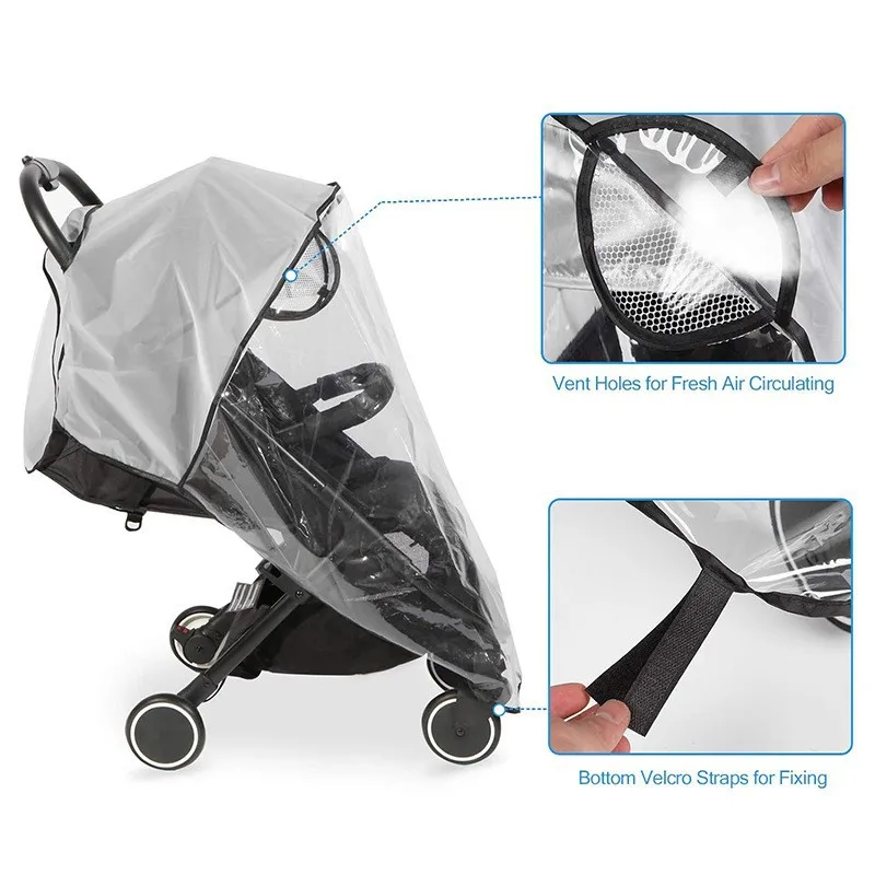 Universeller Regenschutz für Baby-Kinderwagen, atmungsaktiv, wetterfest, winddicht, Sonnenschutz, wasserdicht, transparent, Regenmantel für Kinderwagen, Kinderwagen-Zubehör – Detail 5