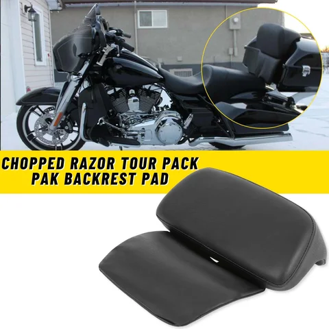 Черный мотоциклетный багажник из синтетической кожи Chopped Razor Pack с подушкой-спинкой для Harley Tour Pak Road King Glide...
