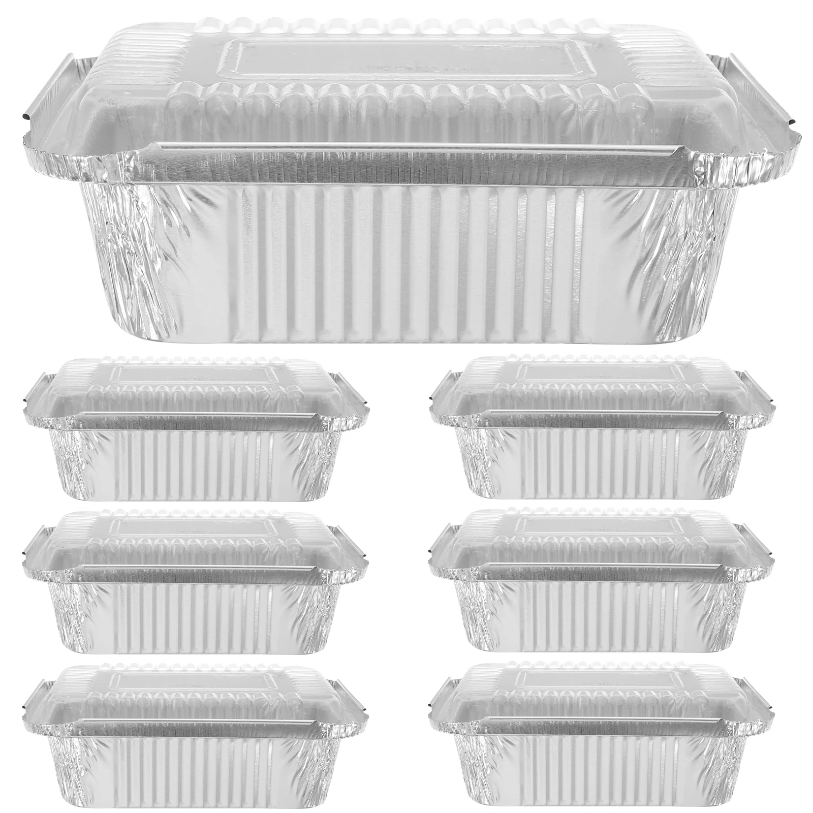 

20 Pcs Rectangular Takeout Boxes Disposable Aluminum Foil Pans With Lids For Fryer Baking Cake Cookie Bread Lightweight Long